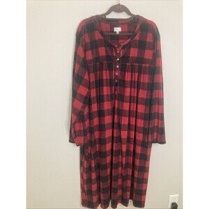 Aria Velour Nightgown Red Buffalo Plaid Womens 4X Cozy